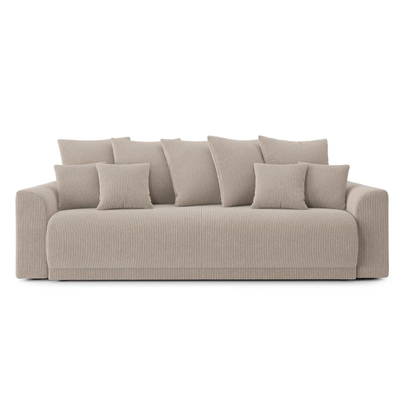 Canapé Droit NOVA Convertible Velours Cotêlé Grège 3 Places 2 Canapé Droit NOVA Convertible Velours Cotêlé Grège 3 Places – Image 2