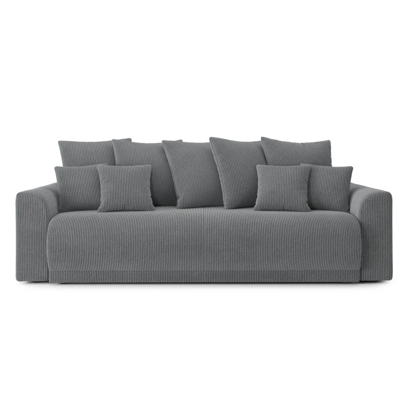 Canapé Droit NOVA Convertible Velours Cotêlé Gris Souris 3 Places 2 Canapé Droit NOVA Convertible Velours Cotêlé Gris Souris 3 Places – Image 2