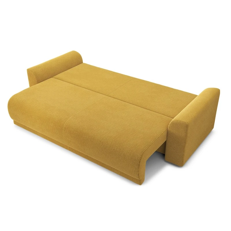 Canapé Droit NOVA Convertible Velours Cotêlé Jaune 3 Places 4 Canapé Droit NOVA Convertible Velours Cotêlé Jaune 3 Places – Image 4