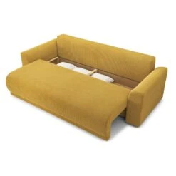 Canapé Droit NOVA Convertible Velours Cotêlé Jaune 3 Places 14 Canapé Droit NOVA Convertible Velours Cotêlé Jaune 3 Places -Maison Jardin Élégance canape droit nova convertible velours cotele jaune 4