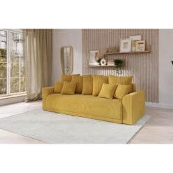 Canapé Droit NOVA Convertible Velours Cotêlé Jaune 3 Places 17 Canapé Droit NOVA Convertible Velours Cotêlé Jaune 3 Places -Maison Jardin Élégance canape droit nova convertible velours cotele jaune 7