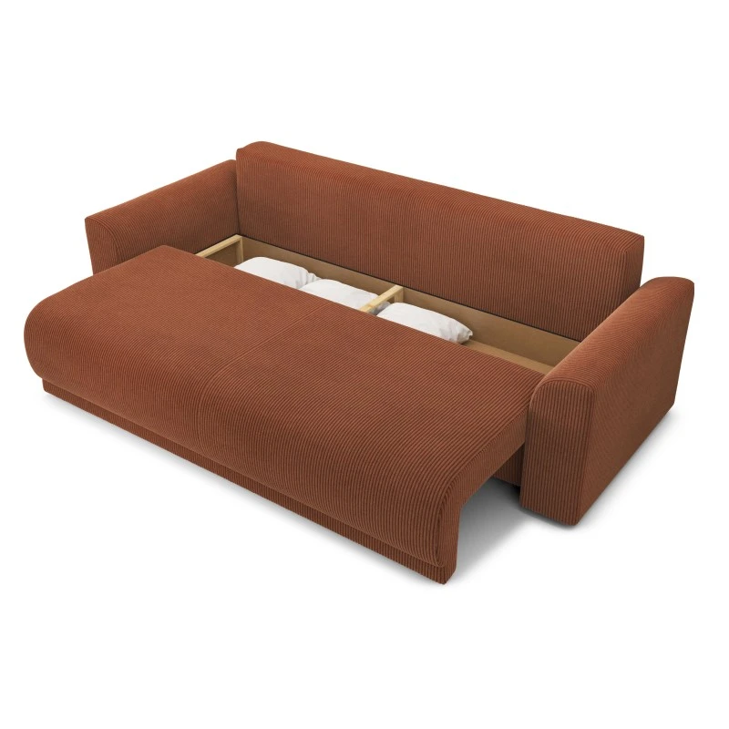Canapé Droit NOVA Convertible Velours Cotêlé Terracotta 3 Places 5 Canapé Droit NOVA Convertible Velours Cotêlé Terracotta 3 Places – Image 5