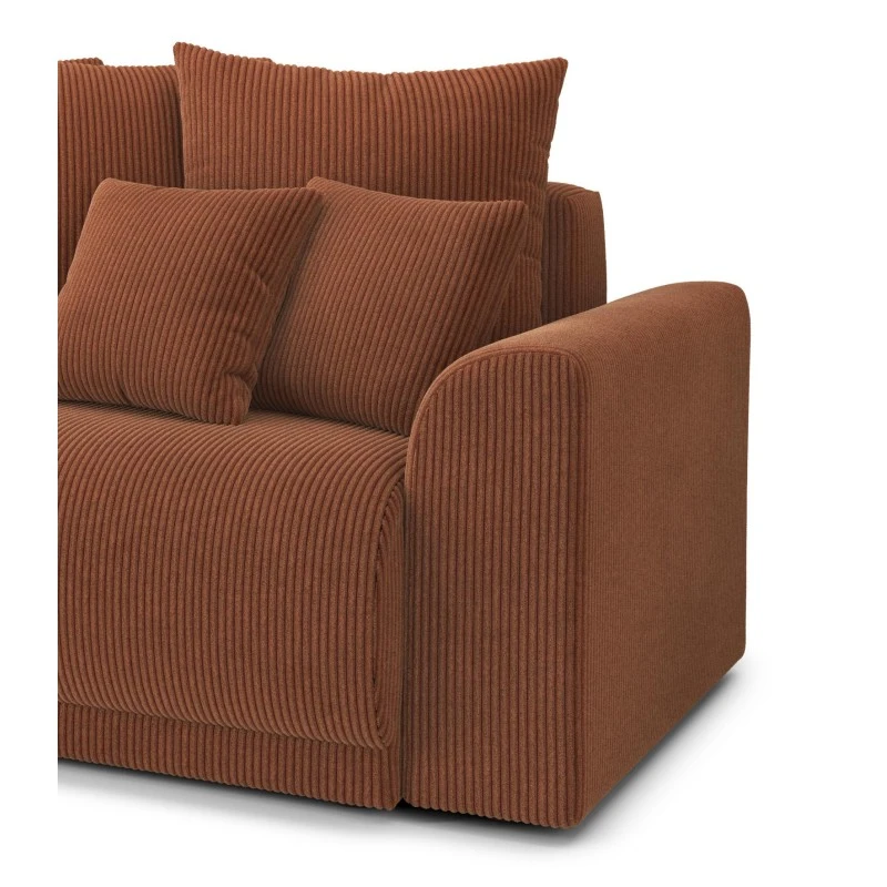 Canapé Droit NOVA Convertible Velours Cotêlé Terracotta 3 Places 7 Canapé Droit NOVA Convertible Velours Cotêlé Terracotta 3 Places – Image 7