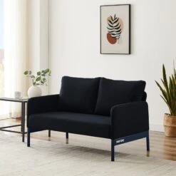 Canapé Droit PANTONE Fixe Tissu Bleu Nuit 2 Places -Maison Jardin Élégance canape droit pantone fixe tissu bleu 2 places 6