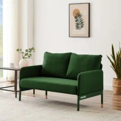 Canapé Droit PANTONE Fixe Tissu Vert Olive 2 Places 14 Canapé Droit PANTONE Fixe Tissu Vert Olive 2 Places -Maison Jardin Élégance canape droit pantone fixe tissu vert 2 places 6
