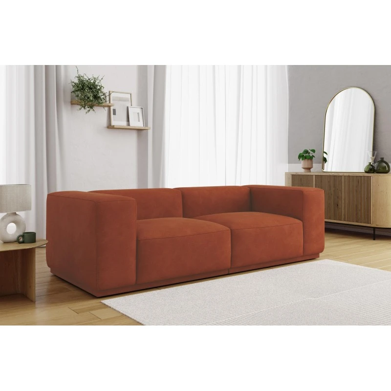 Canapé Droit SACHA Fixe Tissu Terracotta 4 Places 6 Canapé Droit SACHA Fixe Tissu Terracotta 4 Places – Image 6