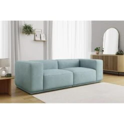 Canapé Droit SACHA Fixe Tissu Vert D'eau 4 Places -Maison Jardin Élégance canape droit sacha fixe tissu vert d eau 4 places 5