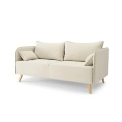 Canapé Droit SARAH Fixe Tissu Beige 3 Places 9 Canapé Droit SARAH Fixe Tissu Beige 3 Places -Maison Jardin Élégance canape droit sarah fixe tissu beige 3 places 2