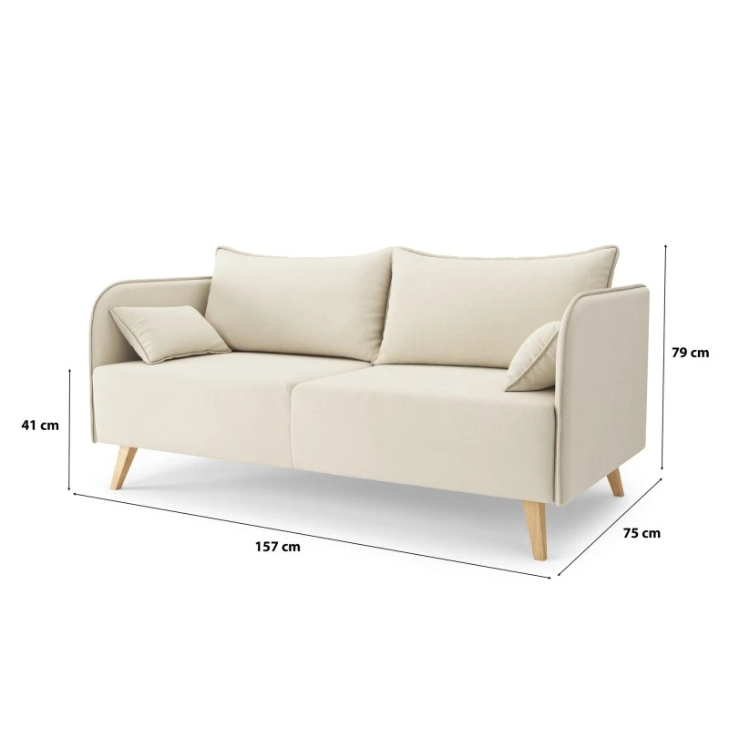 Canapé Droit SARAH Fixe Tissu Beige 3 Places 7 Canapé Droit SARAH Fixe Tissu Beige 3 Places – Image 7