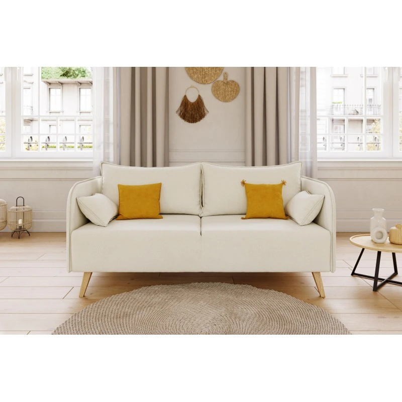 Canapé Droit SARAH Fixe Tissu Beige 3 Places 1 Canapé Droit SARAH Fixe Tissu Beige 3 Places