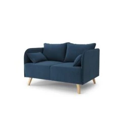 Canapé Droit SARAH Fixe Tissu Bleu 2 Places -Maison Jardin Élégance canape droit sarah fixe tissu bleu 2 places 2