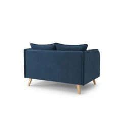 Canapé Droit SARAH Fixe Tissu Bleu 2 Places -Maison Jardin Élégance canape droit sarah fixe tissu bleu 2 places 3