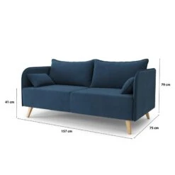 Canapé Droit SARAH Fixe Tissu Bleu 3 Places 13 Canapé Droit SARAH Fixe Tissu Bleu 3 Places -Maison Jardin Élégance canape droit sarah fixe tissu bleu 3 places 6