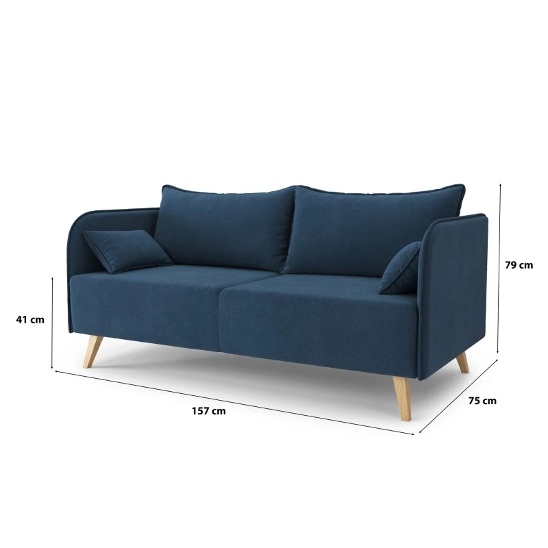 Canapé Droit SARAH Fixe Tissu Bleu 3 Places 7 Canapé Droit SARAH Fixe Tissu Bleu 3 Places – Image 7