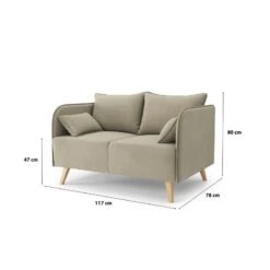 Canapé Droit SARAH Fixe Tissu Grège 2 Places 13 Canapé Droit SARAH Fixe Tissu Grège 2 Places -Maison Jardin Élégance canape droit sarah fixe tissu grege 2 places 6