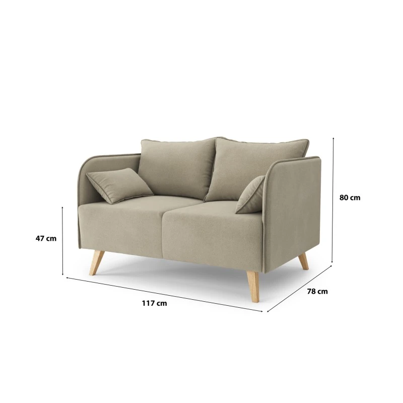 Canapé Droit SARAH Fixe Tissu Grège 2 Places 7 Canapé Droit SARAH Fixe Tissu Grège 2 Places – Image 7