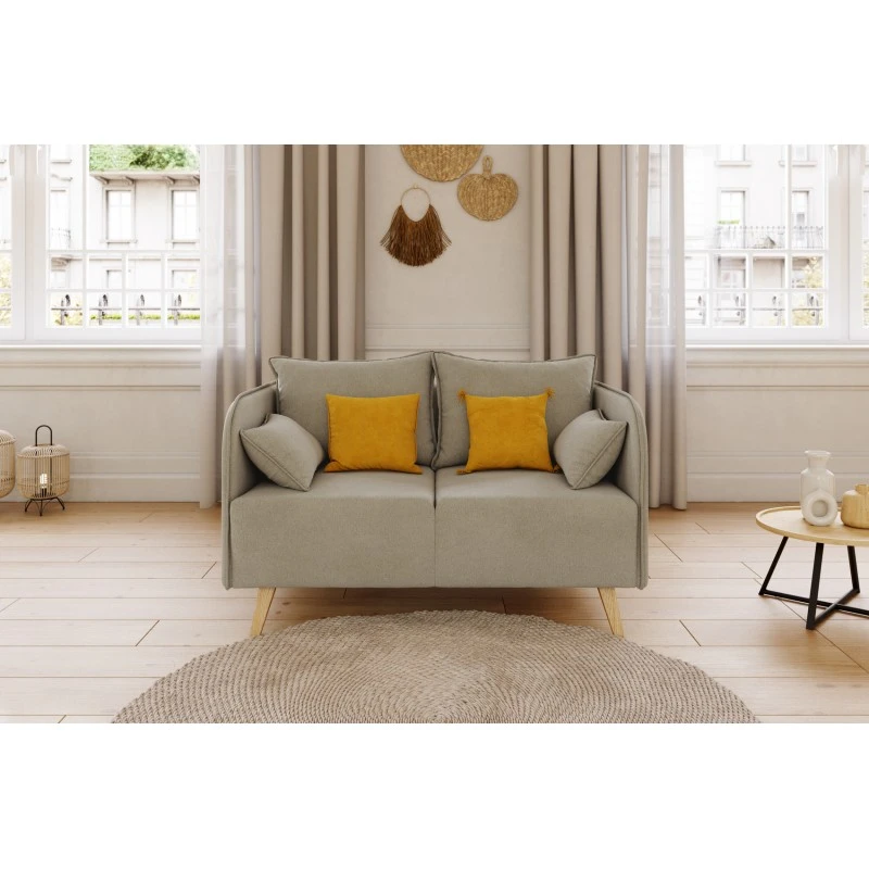 Canapé Droit SARAH Fixe Tissu Grège 2 Places 1 Canapé Droit SARAH Fixe Tissu Grège 2 Places