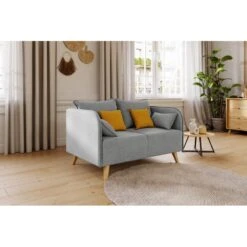 Canapé Droit SARAH Fixe Tissu Gris 2 Places -Maison Jardin Élégance canape droit sarah fixe tissu gris 2 places 5