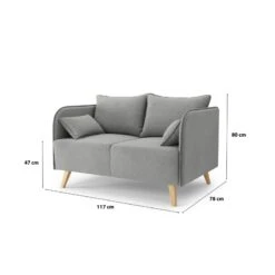 Canapé Droit SARAH Fixe Tissu Gris 2 Places -Maison Jardin Élégance canape droit sarah fixe tissu gris 2 places 6