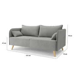 Canapé Droit SARAH Fixe Tissu Gris 3 Places -Maison Jardin Élégance canape droit sarah fixe tissu gris 3 places 6