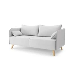 Canapé Droit SARAH Fixe Tissu Gris Clair 3 Places -Maison Jardin Élégance canape droit sarah fixe tissu gris clair 3 places 2