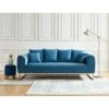 Canapé Droit VICTORIA Fixe Velours Bleu 3 Places