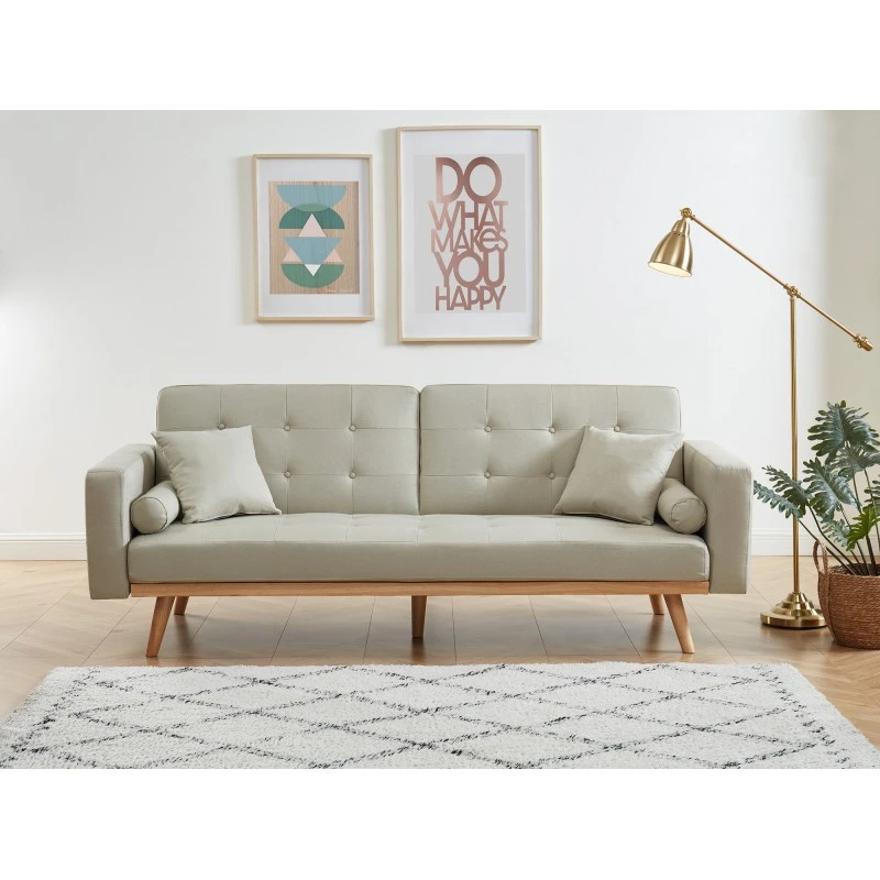 Canapé Droit KELLY En Tissu Beige Avec Fonction Convertible 2 Canapé Droit KELLY En Tissu Beige Avec Fonction Convertible – Image 2