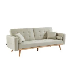 Canapé Droit KELLY En Tissu Beige Avec Fonction Convertible 10 Canapé Droit KELLY En Tissu Beige Avec Fonction Convertible -Maison Jardin Élégance canape kelly beige convertible 2