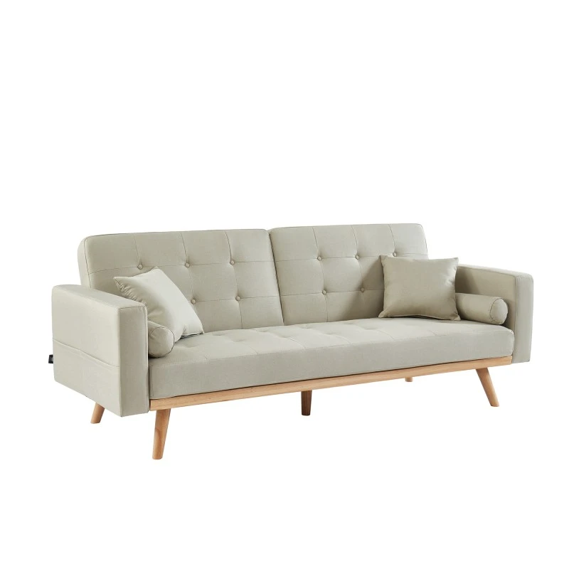 Canapé Droit KELLY En Tissu Beige Avec Fonction Convertible 3 Canapé Droit KELLY En Tissu Beige Avec Fonction Convertible – Image 3