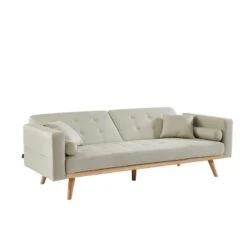 Canapé Droit KELLY En Tissu Beige Avec Fonction Convertible 11 Canapé Droit KELLY En Tissu Beige Avec Fonction Convertible -Maison Jardin Élégance canape kelly beige convertible 3