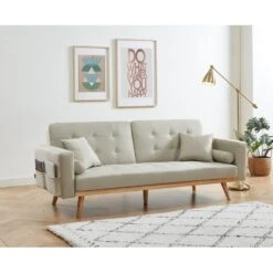 Canapé Droit KELLY En Tissu Beige Avec Fonction Convertible 15 Canapé Droit KELLY En Tissu Beige Avec Fonction Convertible -Maison Jardin Élégance canape kelly beige convertible 7