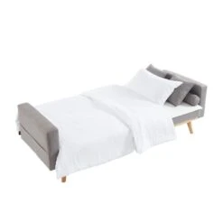 Canapé KELLY Droit Convertible En Tissu Gris -Maison Jardin Élégance canape kelly gris convertible 5