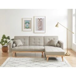 Canapé KELLY En Tissu Beige Avec Angle Convertible 9 Canapé KELLY En Tissu Beige Avec Angle Convertible -Maison Jardin Élégance canape kelly tissu beige angle convertible 2