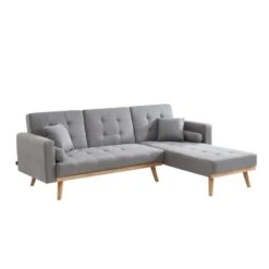 Canapé KELLY En Tissu Gris Avec Angle Convertible -Maison Jardin Élégance canape kelly tissu gris angle convertible 3