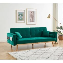 Canapé KELLY Convertible En Velours Vert 14 Canapé KELLY Convertible En Velours Vert -Maison Jardin Élégance canape kelly velours vert convertible 14