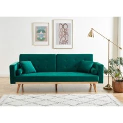 Canapé KELLY Convertible En Velours Vert