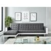 Canapé LUXURY XL Convertible Et Réversible PU Blanc Tissu Gris