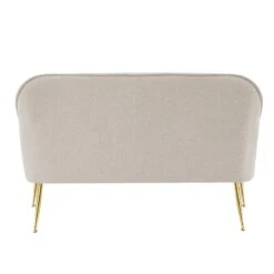 Canapé Droit MARCELINO Fixe Tissu Bouclette Beige -Maison Jardin Élégance canape marcelino en tissu beige avec pieds dore 3