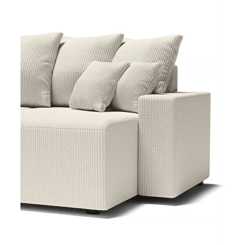 Canapé Panoramique ALMA Convertible Velours Côtelé Beige 6 Places 7 Canapé Panoramique ALMA Convertible Velours Côtelé Beige 6 Places – Image 7