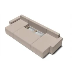 Canapé Panoramique ALMA Convertible Velours Côtelé Grège 6 Places -Maison Jardin Élégance canape panoramique alma convertible velours cotele grege 6 places 4