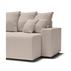 Canapé Panoramique ALMA Convertible Velours Côtelé Grège 6 Places -Maison Jardin Élégance canape panoramique alma convertible velours cotele grege 6 places 6