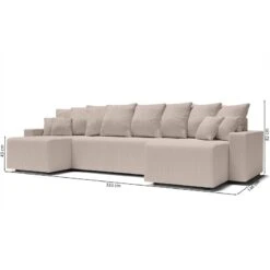 Canapé Panoramique ALMA Convertible Velours Côtelé Grège 6 Places -Maison Jardin Élégance canape panoramique alma convertible velours cotele grege 6 places 9