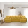 Canapé Panoramique ALMA Convertible Velours Côtelé Jaune 6 Places