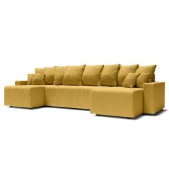 Canapé Panoramique ALMA Convertible Velours Côtelé Jaune 6 Places -Maison Jardin Élégance canape panoramique alma convertible velours cotele jaune 6 places 2