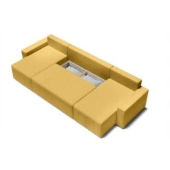 Canapé Panoramique ALMA Convertible Velours Côtelé Jaune 6 Places -Maison Jardin Élégance canape panoramique alma convertible velours cotele jaune 6 places 4