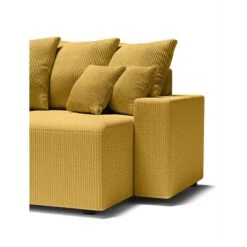 Canapé Panoramique ALMA Convertible Velours Côtelé Jaune 6 Places -Maison Jardin Élégance canape panoramique alma convertible velours cotele jaune 6 places 6