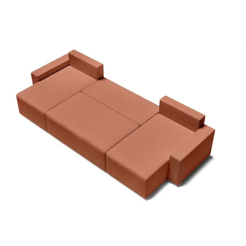 Canapé Panoramique ALMA Convertible Velours Côtelé Terracotta 6 Places 4 Canapé Panoramique ALMA Convertible Velours Côtelé Terracotta 6 Places – Image 4