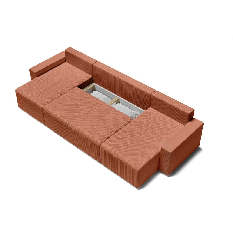 Canapé Panoramique ALMA Convertible Velours Côtelé Terracotta 6 Places 5 Canapé Panoramique ALMA Convertible Velours Côtelé Terracotta 6 Places – Image 5