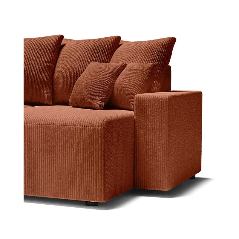 Canapé Panoramique ALMA Convertible Velours Côtelé Terracotta 6 Places 7 Canapé Panoramique ALMA Convertible Velours Côtelé Terracotta 6 Places – Image 7