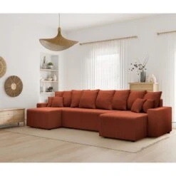 Canapé Panoramique ALMA Convertible Velours Côtelé Terracotta 6 Places 18 Canapé Panoramique ALMA Convertible Velours Côtelé Terracotta 6 Places -Maison Jardin Élégance canape panoramique alma convertible velours cotele terracotta 6 places 8